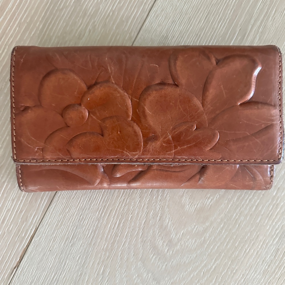 Patricia Nash Brown Floral Embossed Wallet